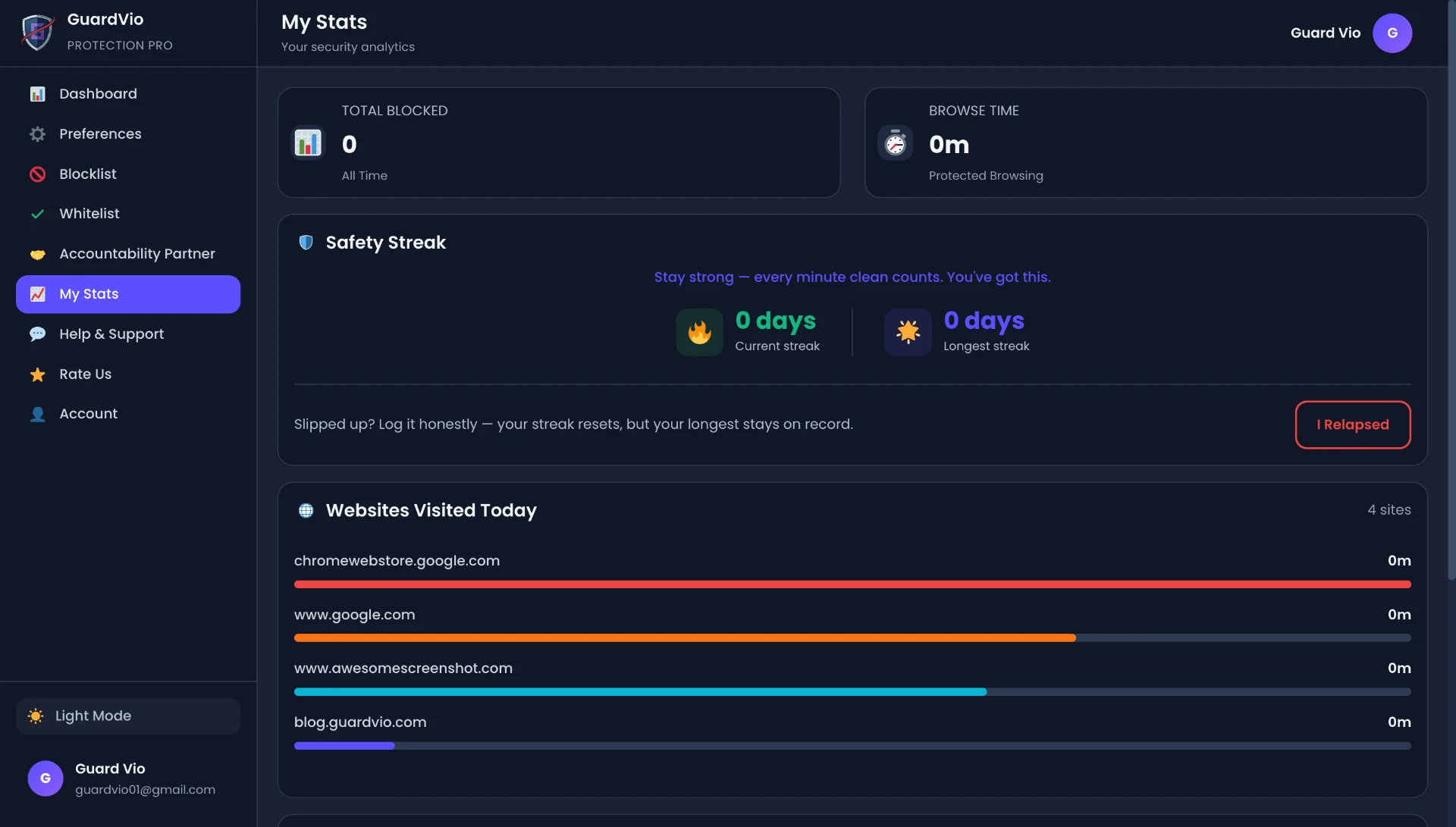 Progress you can feel — Guardvio screenshot