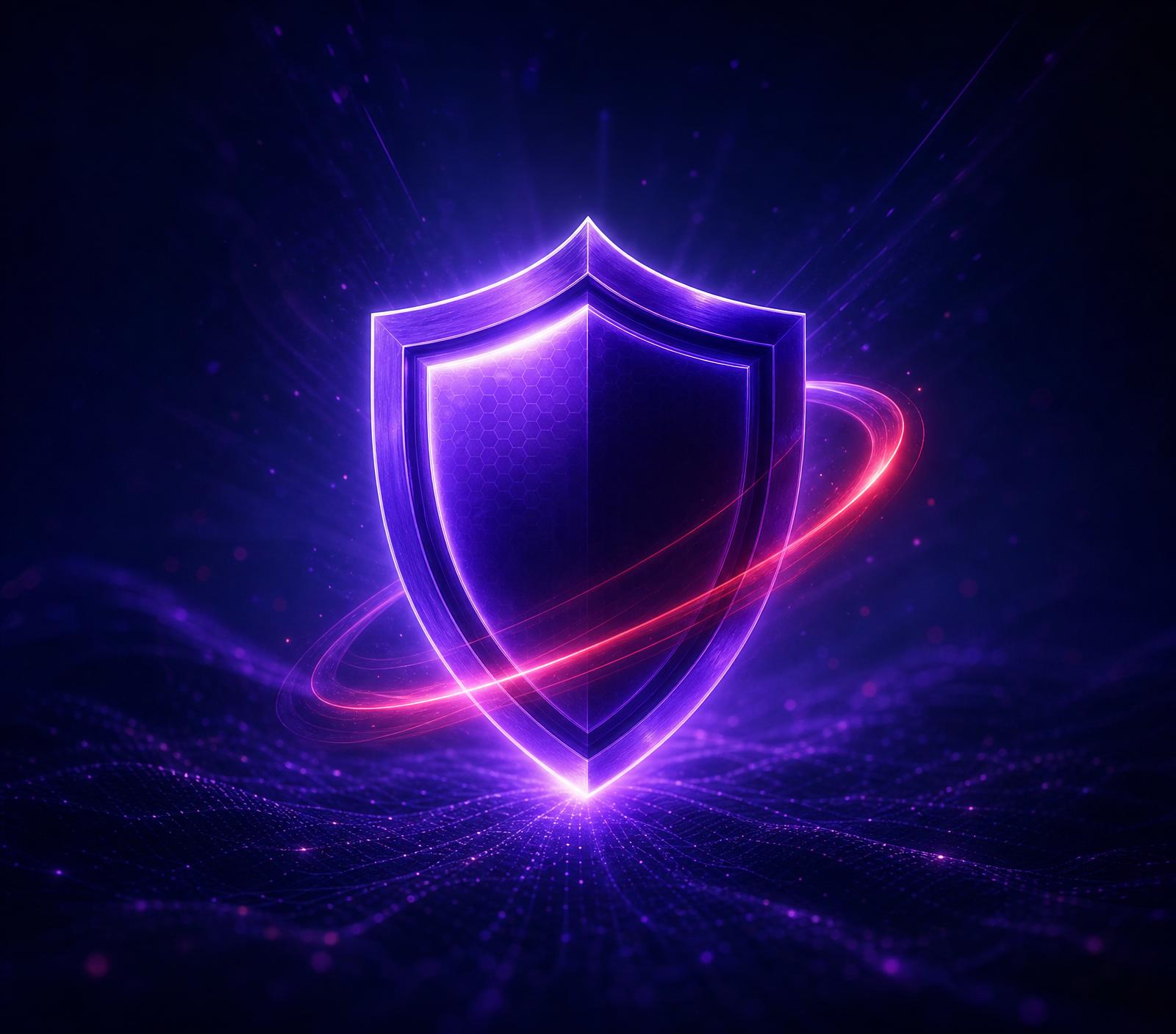 Guardvio digital shield glowing over a dark backdrop