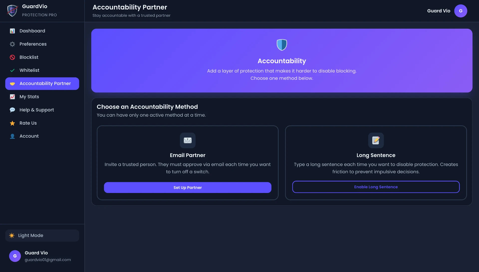 Bring a partner into the loop — Guardvio screenshot